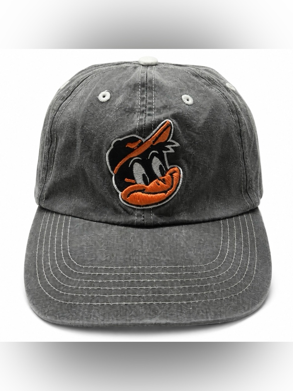 2000s Baltimore Orioles Dugout Club BD&A Gray Strapback Youth Hat Cartoon Bird